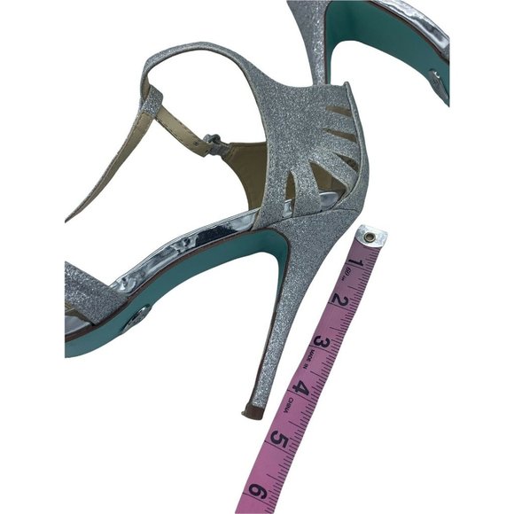 Betsey Johnson Size 8.5 Silver Sparkly High Heels - Picture 8 of 10